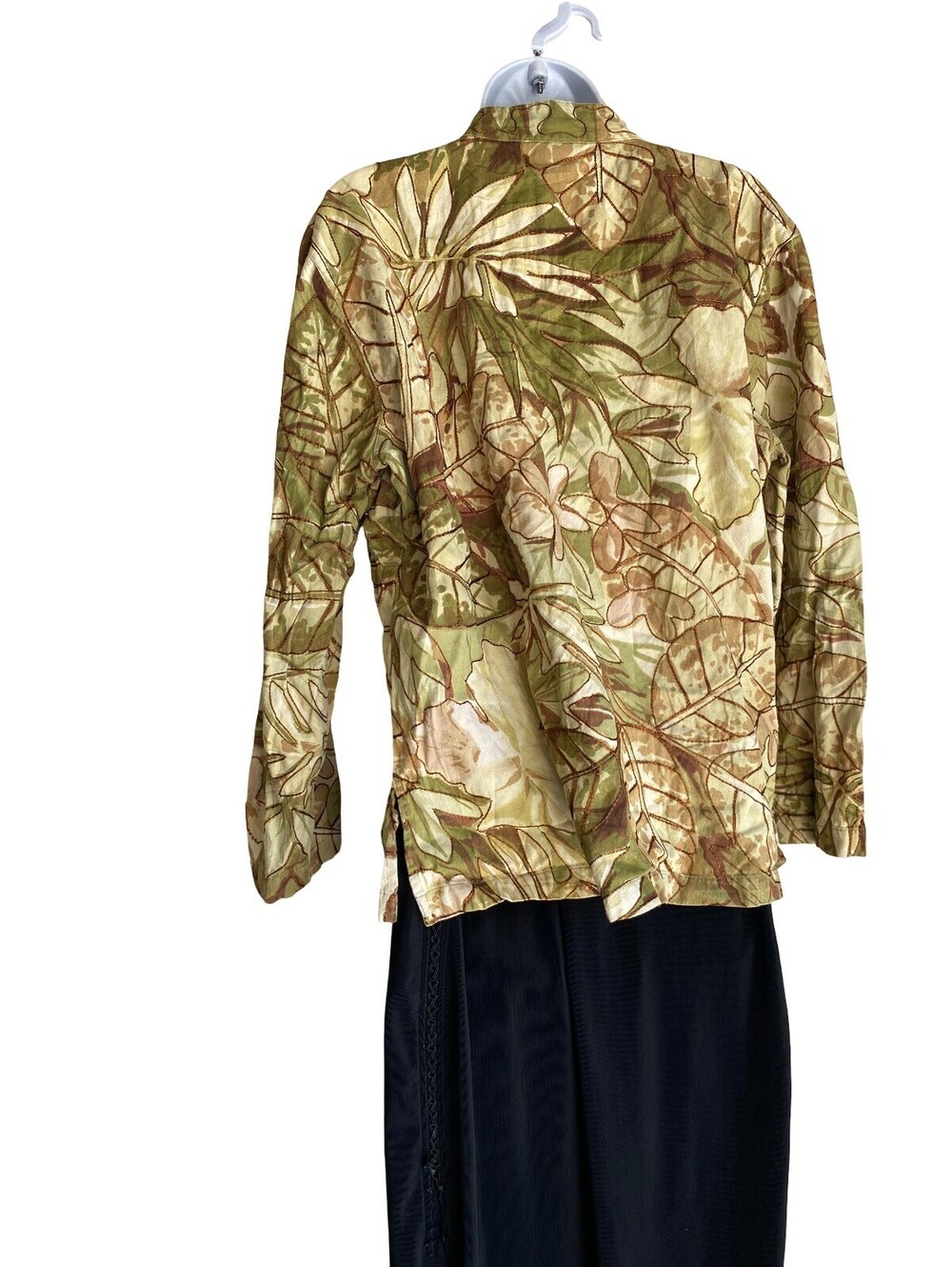 VTG 100% Cotton units Women's XL Dark Boho Button Up Floral Tunic Blouse Shacket - Picture 8 of 12